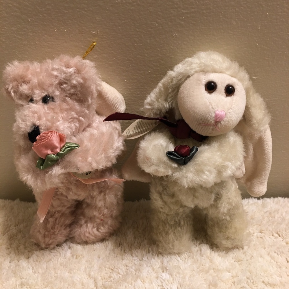Boyds Bears Angel Bear and Angel Lamb with Flowers - Set of 2